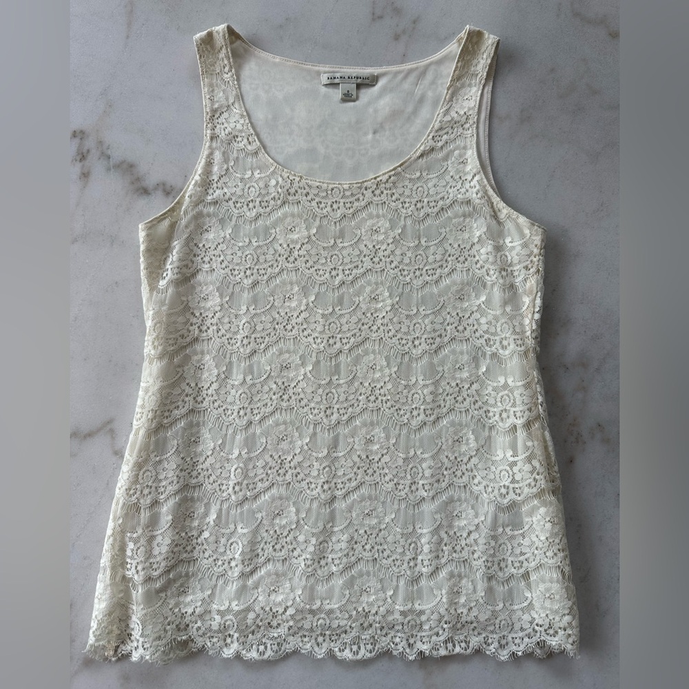 Banana Republic Cream Lace Tank Top | Banana Republic ivory lace tank